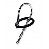 Серебристый уретральный плаг-бусины TOYFA Metal с мягким фиксириющим кольцом - ToyFa - купить с доставкой в Хабаровске