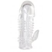 Прозрачная гелевая насадка с шипами и клиторальным отростком - 13 см. - Toyfa Basic - в Хабаровске купить с доставкой