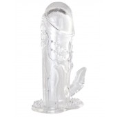 Прозрачная гелевая насадка с клиторальным отростком - 13 см. - Toyfa Basic - в Хабаровске купить с доставкой