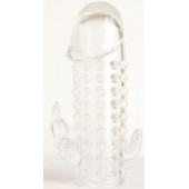 Гелевая прозрачная насадка с 2 отростками - 13 см. - Toyfa Basic - в Хабаровске купить с доставкой