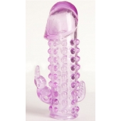 Закрытая фиолетовая насадка с 2 отростками - 13 см. - Toyfa Basic - в Хабаровске купить с доставкой