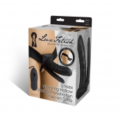 Полый страпон с двумя отростками и вибрацией Unisex Vibrating Hollow Strap-On Double Penetrating Dildo - 17,8 см. - Lux Fetish - купить с доставкой в Хабаровске