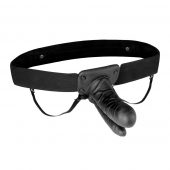 Полый страпон с двумя отростками и вибрацией Unisex Vibrating Hollow Strap-On Double Penetrating Dildo - 17,8 см. - Lux Fetish - купить с доставкой в Хабаровске