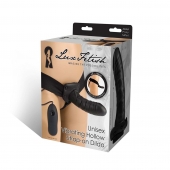 Чёрный полый страпон с вибрацией Unisex Vibrating Hollow Strap-On - 14 см. - Lux Fetish - купить с доставкой в Хабаровске