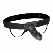 Чёрный полый страпон с вибрацией Unisex Vibrating Hollow Strap-On - 14 см. - Lux Fetish - купить с доставкой в Хабаровске