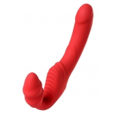 Красный безремневой страпон с вибрацией - ToyFa - купить с доставкой в Хабаровске