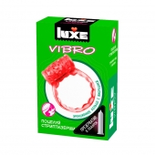 Розовое эрекционное виброкольцо Luxe VIBRO  Поцелуй стриптизёрши  + презерватив - Luxe - в Хабаровске купить с доставкой