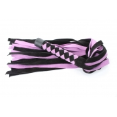 Черно-розовая плеть из замши - 58 см. - БДСМ Арсенал - купить с доставкой в Хабаровске