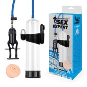 Прозрачная вакуумная вибропомпа Sex Expert с насадкой-вагиной - Sex Expert - в Хабаровске купить с доставкой