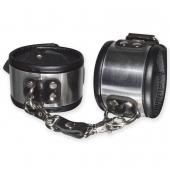 Эффектные серебристо-черные наручники с металлическим блеском - Sitabella - купить с доставкой в Хабаровске