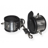 Серебристо-черные наручники с шипами и металлическим блеском - Sitabella - купить с доставкой в Хабаровске