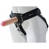 Черный пояс-трусики с насадкой  Гламур Dana  - 15,5 см. - LOVETOY (А-Полимер) - купить с доставкой в Хабаровске
