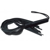 Чёрная кожаная плеть с жесткой ручкой - 63 см. - Sitabella - купить с доставкой в Хабаровске