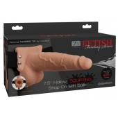 Телесный полый страпон с имитацией эякуляции 7.5  Hollow Squirting Strap-On with Balls Flesh - 21,6 см. - Pipedream - купить с доставкой в Хабаровске