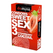 Презервативы для орального секса DOMINO Sweet Sex с ароматом клубничного коктейля  - 3 шт. - Domino - купить с доставкой в Хабаровске
