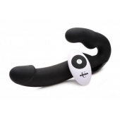 Черный безремневой страпон Urge Silicone Strap On с пультом ДУ - 24 см. - XR Brands - купить с доставкой в Хабаровске