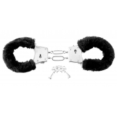 Меховые чёрные наручники Beginner s Furry Cuffs - Pipedream - купить с доставкой в Хабаровске