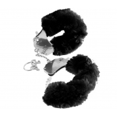 Металлические наручники Furry Love Cuffs с черным мехом - Pipedream - купить с доставкой в Хабаровске