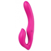 Ярко-розовый безремневой страпон REMOTE DOUBLE DIPPER - 22 см. - Dream Toys - купить с доставкой в Хабаровске