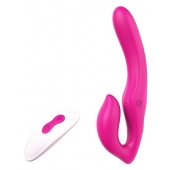 Ярко-розовый безремневой страпон REMOTE DOUBLE DIPPER - 22 см. - Dream Toys - купить с доставкой в Хабаровске