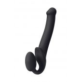 Черный безремневой страпон Silicone Bendable Strap-On M - Strap-on-me - купить с доставкой в Хабаровске