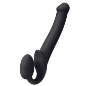 Черный безремневой страпон Silicone Bendable Strap-On M - Strap-on-me - купить с доставкой в Хабаровске