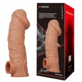 Телесная насадка на фаллос с отверстием для мошонки EXTREME SLEEVE - 17,6 см. - KOKOS - в Хабаровске купить с доставкой