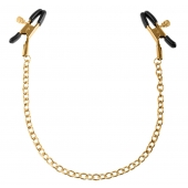 Чёрные с золотом зажимы на соски Gold Chain Nipple Clamps - Pipedream - купить с доставкой в Хабаровске