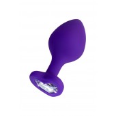 Фиолетовая анальная втулка Diamond Heart с прозрачным кристаллом - 8 см. - ToyFa - купить с доставкой в Хабаровске