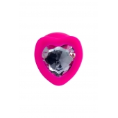 Розовая анальная втулка Diamond Heart с прозрачным кристаллом - 9,5 см. - ToyFa - купить с доставкой в Хабаровске