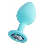 Мятная анальная втулка Brilliant с прозрачным кристаллом - 8 см. - ToyFa - купить с доставкой в Хабаровске