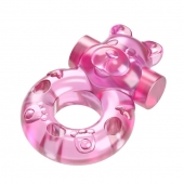 Розовое эрекционное виброкольцо на пенис Pink Bear - Baile - в Хабаровске купить с доставкой