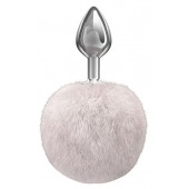 Серебристая анальная пробка с белым пушистым хвостиком Twinkle - Lola Games - купить с доставкой в Хабаровске