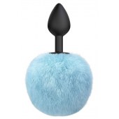 Черная анальная пробка с голубым пушистым хвостиком Fluffy - Lola Games