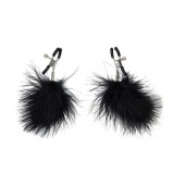 Зажимы на соски с черным пухом Euphoric - Lola Games - купить с доставкой в Хабаровске