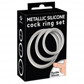 Набор из 3 эрекционных колец под металл Metallic Silicone Cock Ring Set - Orion - в Хабаровске купить с доставкой