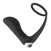 Черное эрекционное кольцо с анальной вибропробкой Vibrating Ring   Plug - Orion - в Хабаровске купить с доставкой
