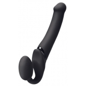 Черный безремневой вибрострапон Silicone Bendable Strap-On M - Strap-on-me - купить с доставкой в Хабаровске