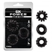Набор из 3 черных эрекционных колец Gear Up Rings - Chisa - в Хабаровске купить с доставкой