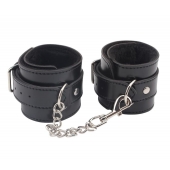 Черные оковы на ноги Obey Me Leather Ankle Cuffs - Chisa - купить с доставкой в Хабаровске