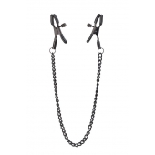 Черные зажимы на соски на цепочке BLAZE DELUXE NIPPLE CLAMPS - Dream Toys - купить с доставкой в Хабаровске