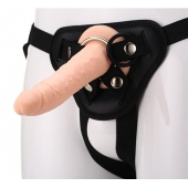 Телесный страпон на черных трусиках STRAP ON REAL DILDO - 20 см. - Dream Toys - купить с доставкой в Хабаровске