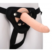 Телесный страпон на черных трусиках STRAP ON REAL DILDO - 20 см. - Dream Toys - купить с доставкой в Хабаровске