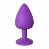 Фиолетовая анальная пробка со стразом Her Little Gem Large Plug - 9,5 см. - Pipedream - купить с доставкой в Хабаровске