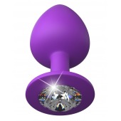 Фиолетовая анальная пробка со стразом Her Little Gem Large Plug - 9,5 см. - Pipedream - купить с доставкой в Хабаровске