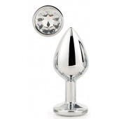 Серебристая анальная втулка с прозрачным кристаллом - 7,1 см. - Dream Toys - купить с доставкой в Хабаровске