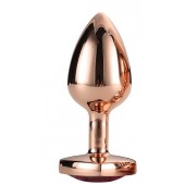 Золотистая анальная втулка с кристаллом-сердечком розового цвета - 7,1 см. - Dream Toys - купить с доставкой в Хабаровске