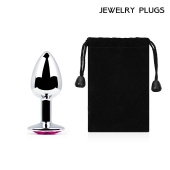 Серебристая анальная пробка с малиновым кристаллом - 7,2 см. - Anal Jewelry Plug - купить с доставкой в Хабаровске