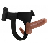 Страпон с вагинальной пробкой и вибрацией Ultra Passionate Harness - 16 см. - Baile - купить с доставкой в Хабаровске