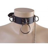 Черный кожаный ошейник Big Ring - Sitabella - купить с доставкой в Хабаровске